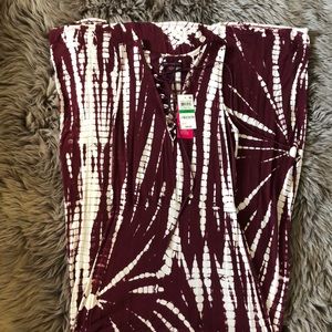Tie dye front slit burgundy maxi